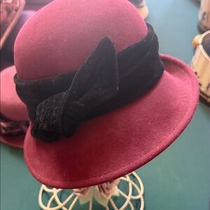 Scala Burgundy Hat with Black Velvet Band
